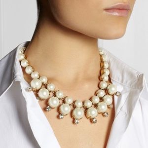 NWOT J.Crew Pearl and Cubic Necklace